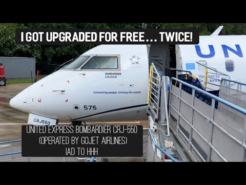 I Got Upgraded For Free… Twice! | Trip Report | United Express CRJ-550 IAD-HHH | 2,000 Subs Special