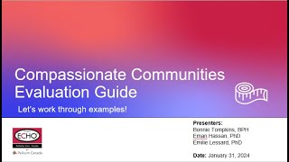 Compassionate Communities Evaluation Guide - Let's work through examples! ECHO Standalone