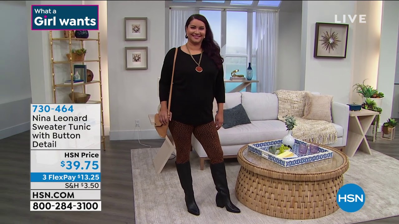 Nina Leonard Sweater Tunic with Button Detail