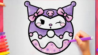 How to Draw Kuromi Donut Easy step by step Sanrio  Hello Kitty