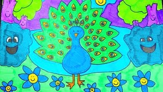 How To Draw A Cartoon Peacock
