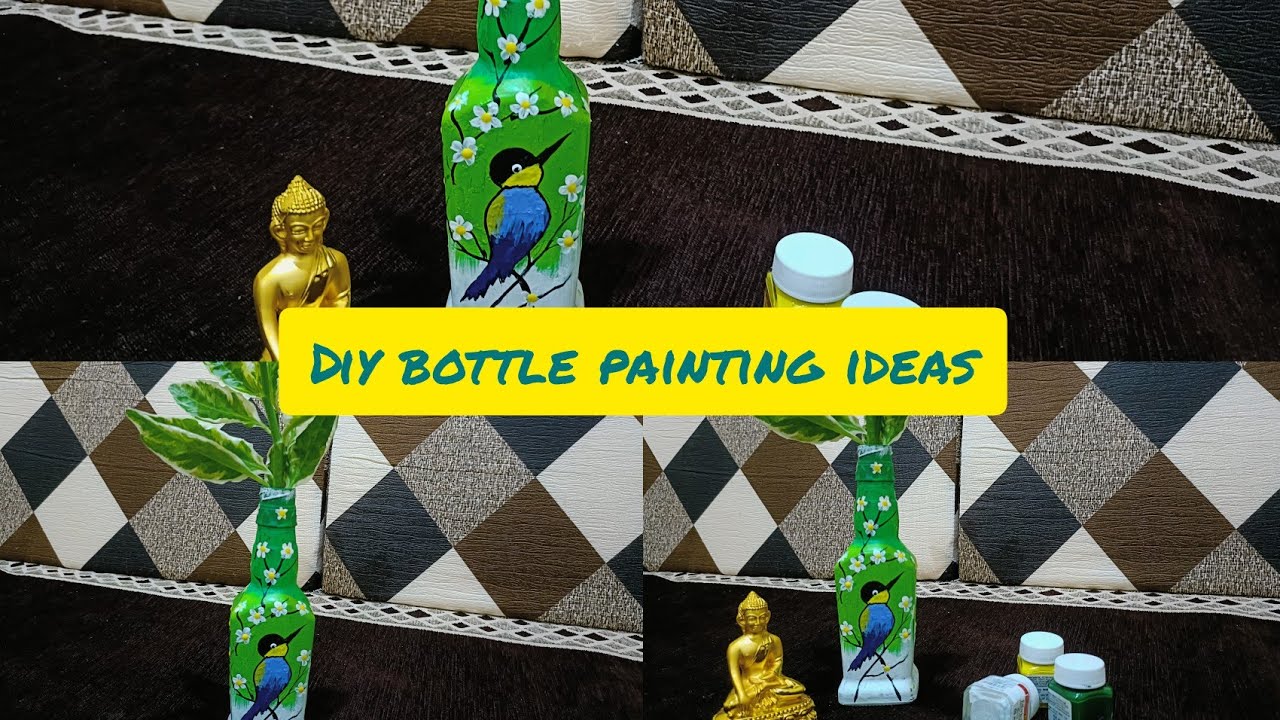 DIY bottle painting ideas/home decoration ideas/acrylic paint ideas ...