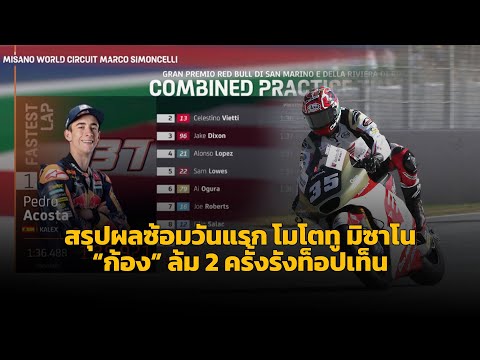 [Moto2 Misano] สรุปผลซ้อม โมโตทู วันแรก "ก้อง-สมเกียรติ" ล้มเบิ้ลรั้งท็อป 10 "อคอสต้า" นำฝูง มิซาโน