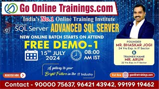 Famous Advanced SQL Server Demo Part1 - July 15th, 2024 | Bhaskar Jogi | Go Online Trainings | 90000 75637 Profile