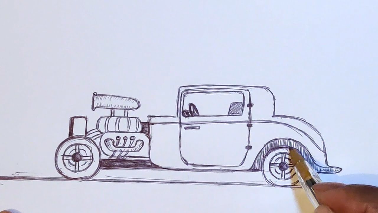 Details 138+ vintage car drawing best