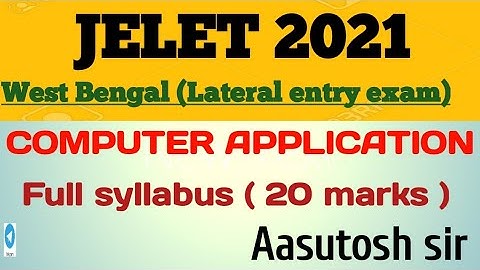 Jelet | JELET 2021| jelet exam syllabus |  jelet syllabus of computer application | wbjee
