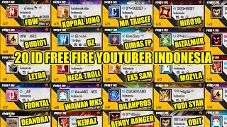 20 ID FREE FIRE YOUTUBER INDONESIA - TOP YOUTUBER FF