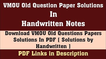 VMOU Old Questions Papers Solutions In Handwritten Notes ll VMOU Solved Papers ll VMOU MA MSc Maths