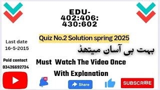 EDU-402:406:430:602 Quiz 2 💯 percent correct Answers 2025