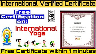 International Yoga Certificate ll Free Online Yoga Certificate ll Certificate within 1minutes