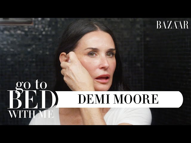 Demi Moores Anti-Aging Nighttime Skincare Routine | Go To Bed With Me | Harpers BAZAAR