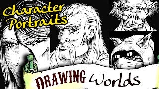 Character Portraits for RPGs - line art black and white