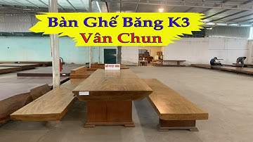 [Bàn ghế K3] Bàn ghế băng nguyên khối gỗ Cẩm Vàng - Gỗ Việt Bắc