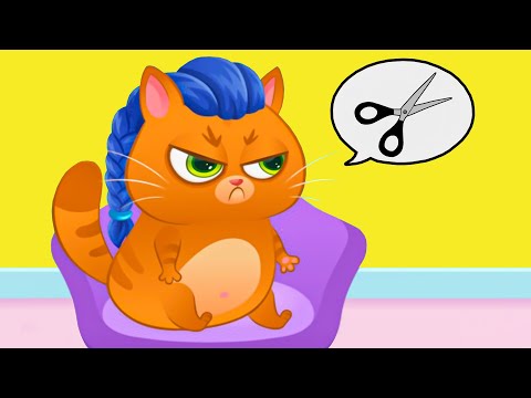 Суровый КОТИК БУБУ #81. Парикмахерская. Новая прическа. Мультик ИГРА про котят на Игрули TV