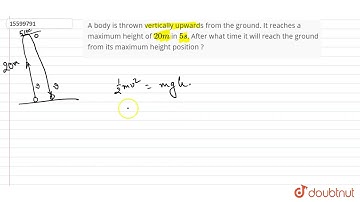 A body is thrown vertically upwards from the ground. It reaches a maximum height of `