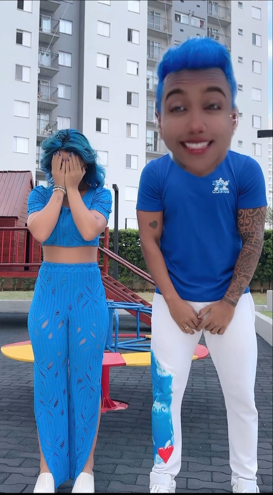 Quem gostou da nossa nova cor?​⁠@mayca.brasil #cute #blue #apollosant #couple #short #shorts