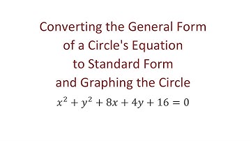 Converting the General Form of a Circle’s Equation to the Standard Form and Graphing the Circle