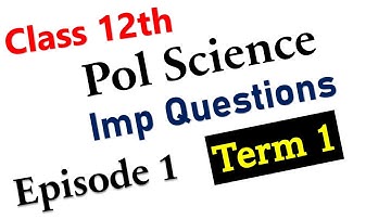 Class 12 Pol science Term 1 Important  MCQ Question I Assertion and Reason Based Questions EPISODE 1