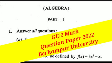 GE-2 Math Question Paper Berhampur University 2022.