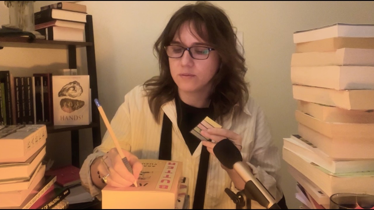 sorting books for sale (calm ASMR with jazz)