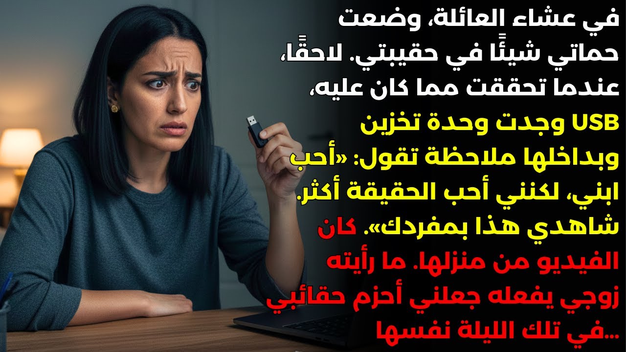 حماتي سلمتني فلاشة مخبّاة أثناء العشاء. «اتفرجي على ده وإنتِ لوحدِك». حياتي ما بقتش زي ما كانت أبدًا