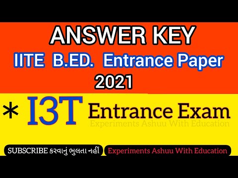 Answer Key Iite entrance paper 2021 || i3t entrance Paper 2021 Answer key | Answer Key iite entrance