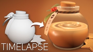 Making a Stylized Coffee Potion | TIMELAPSE | Blender & Substance 3D Painter