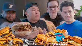 Tryin Mr Beast Burgers MukBang + Grossest Food We've Eaten w/ my bffs RickyShucks, Supereeego, PDFlo