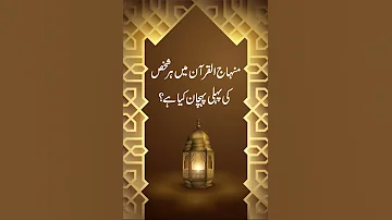 Minhaj ul Quran mein har shakhs ki pehli pehchaan kia hai? | Dr Hussain Mohi-ud-Din Qadri | Status