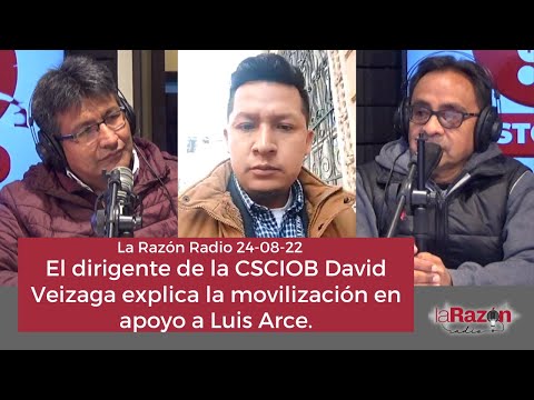 El dirigente de la CSCIOB David Veizaga explica la movilización en apoyo a Luis Arce.