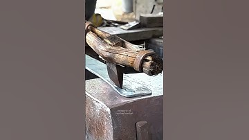 It turns out this is how...‼️how a blacksmith cuts and shapes a wood chopper. #medievalblacksmith