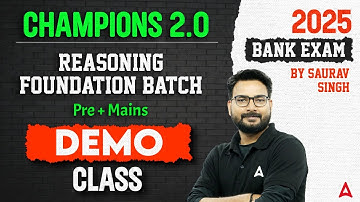 Bank Exams 2025 | Reasoning Foundation Batch | Demo Class | Banking Exam Preparation | By Saurav Sir