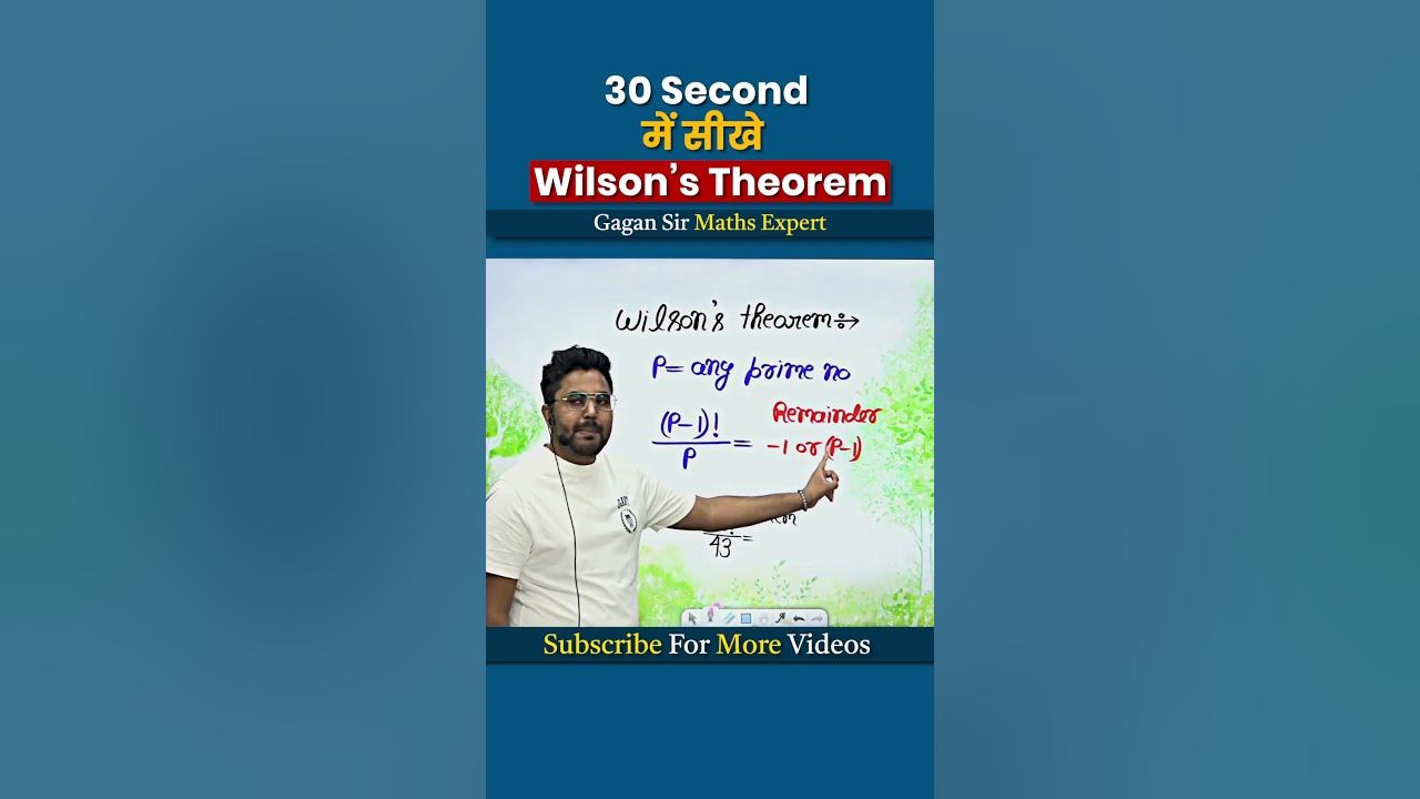 30 seconds wilson s theorem number system by gagan pratap