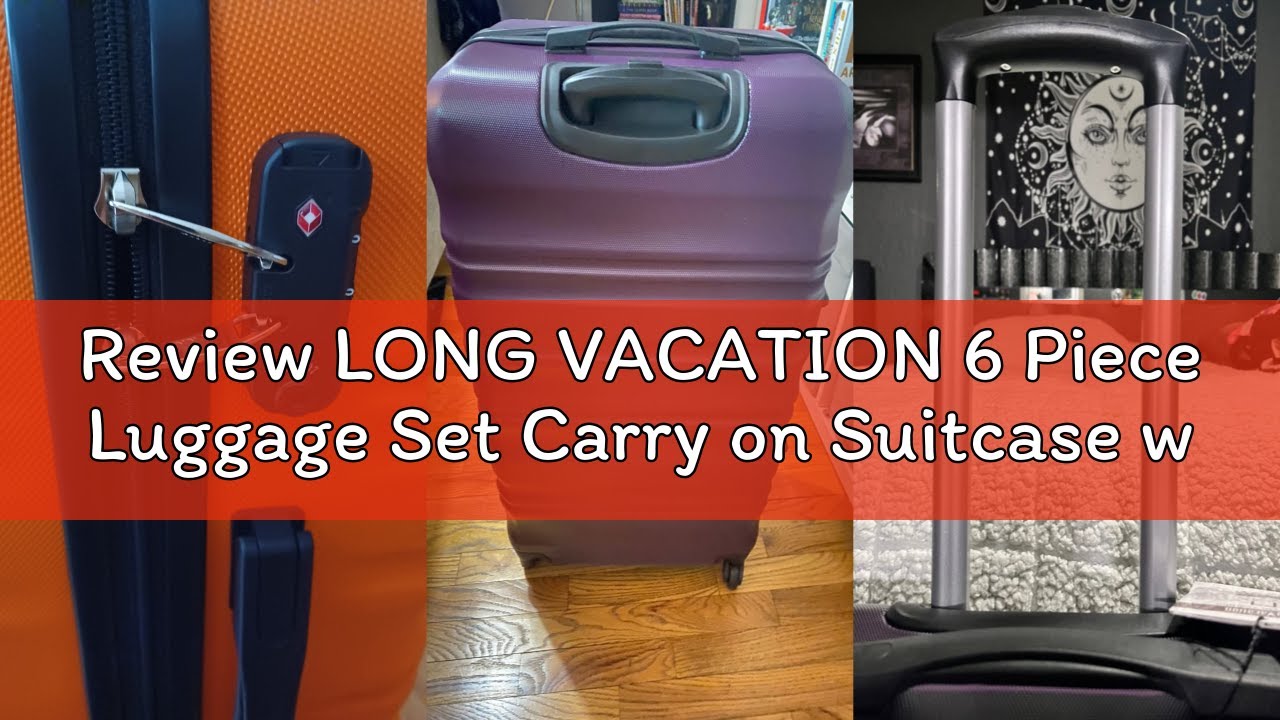 Review LONG VACATION 6 Piece Luggage Set Carry on Suitcase with ABS+PC hardshell, Spinner Wheels & Y