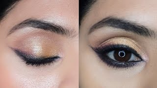 Golden Smokey eyeshadow steps | Glamorous gold eyeshadow step by step tutorial
