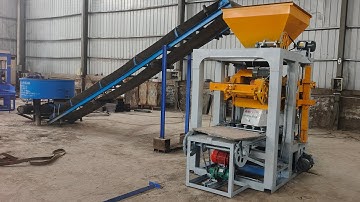 QT4-26 semi automatic concrete block machine work with stacker machine #blockmachine #brickmachine 