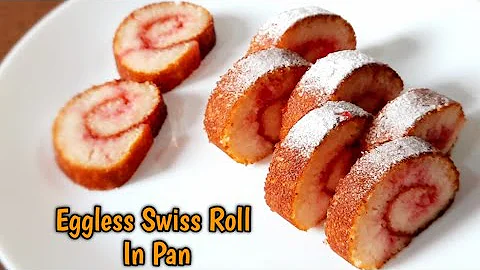 10 Min Eggless Swiss Roll Cake Without Oven | Jam Roll Cake in Fry Pan | by Perfect & Tasty Recipes