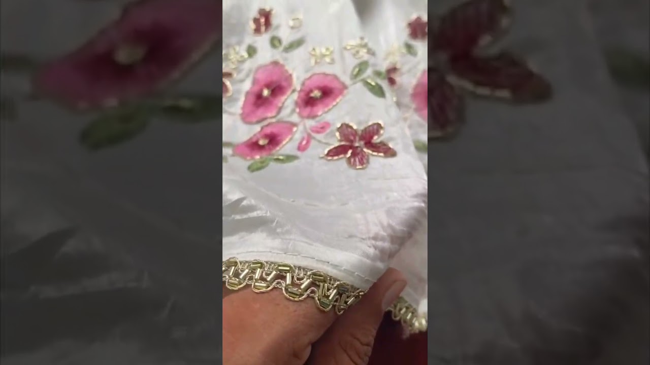 Pure Crushed Embroidery Work Designer Saree