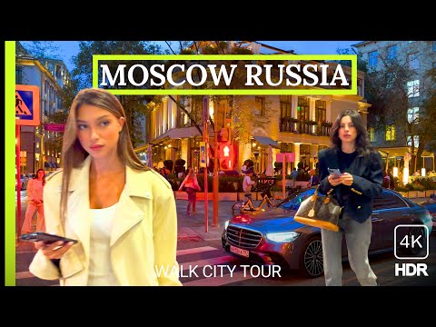 🔥 Evening Life Russian Girls the City Walk Exploring Moscow City Tour 4K HDR