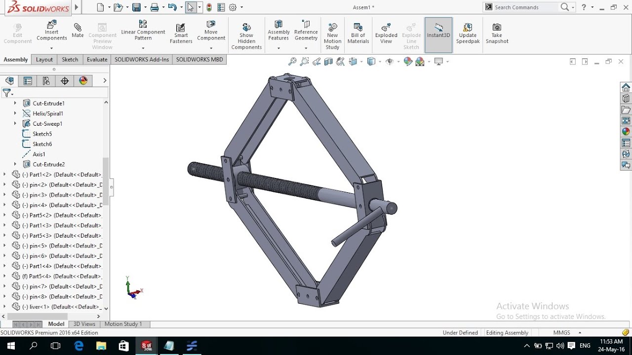 Car Jack Assembly ( with Drawing) | 3D CAD Model Library | GrabCAD