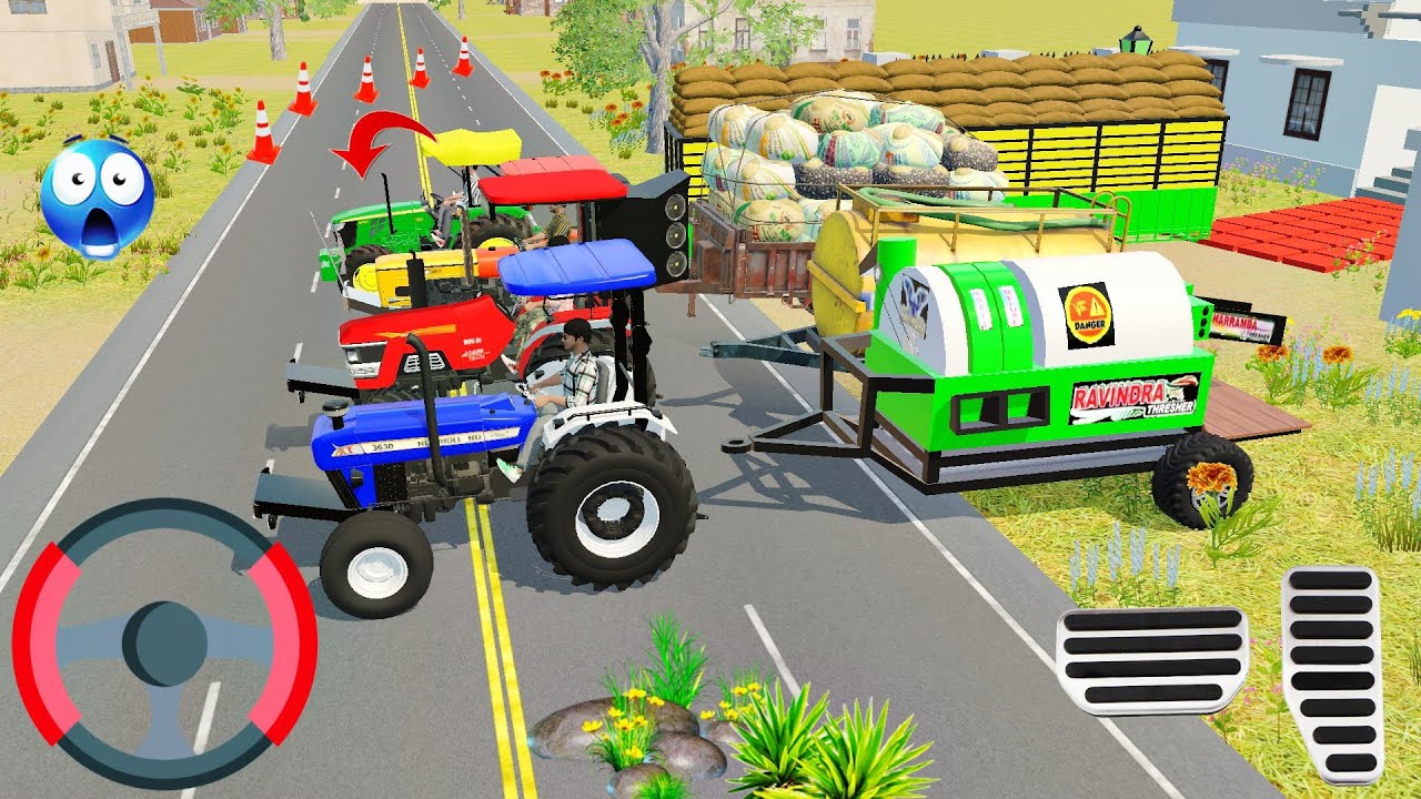 Mahindra Theresher Swaraj Tankey HTM THRESHOR Faramtruck 🚔🚍🚘 #tractor #threshar #gaming