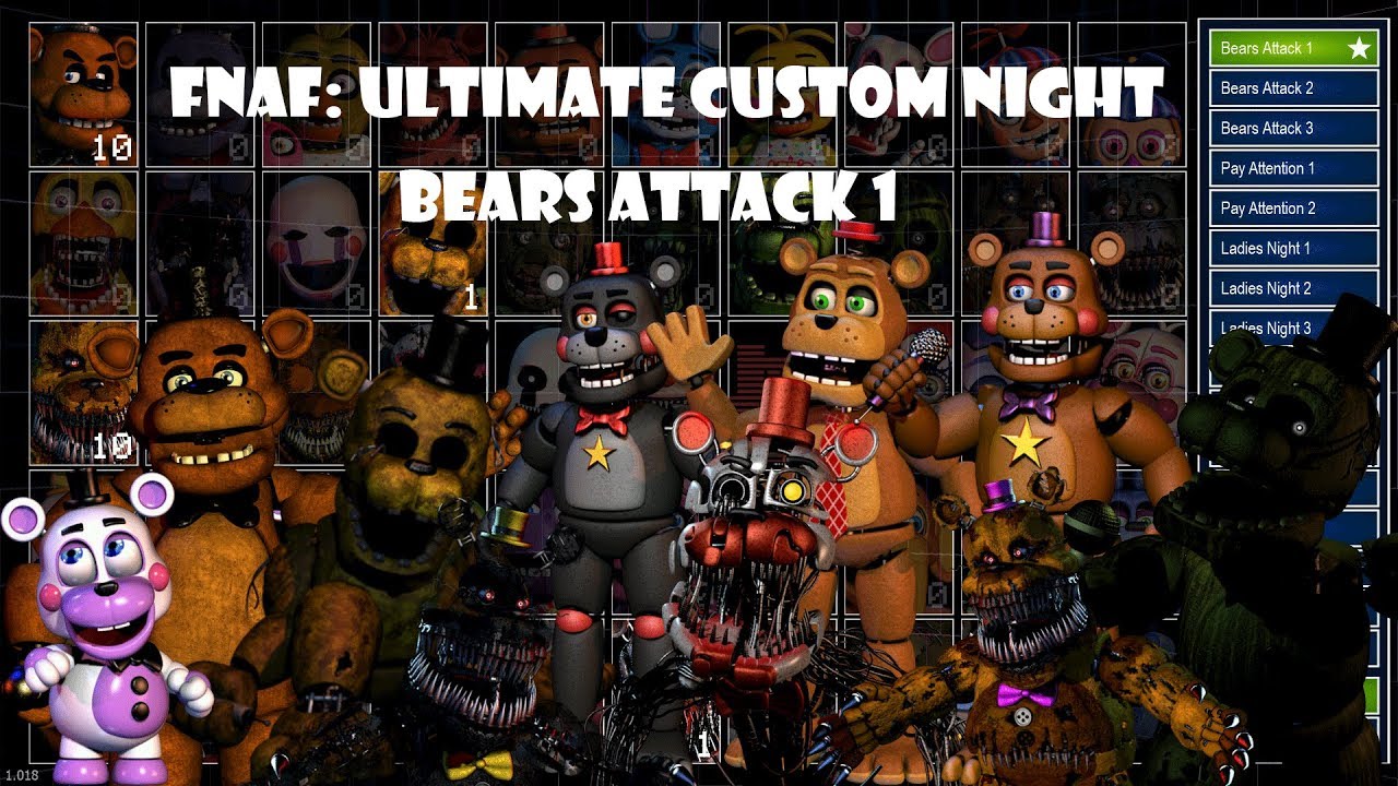FNAF Ultimate Custom Night Challenge | Bears Attack 1 [Easy] - YouTube