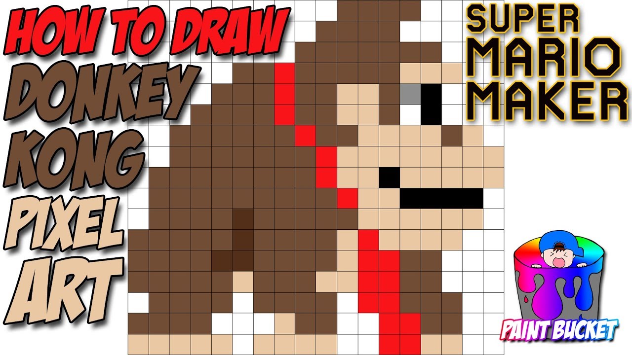 How to Draw Donkey Kong 8-Bit Pixel Art – Donkey Kong Country and Super