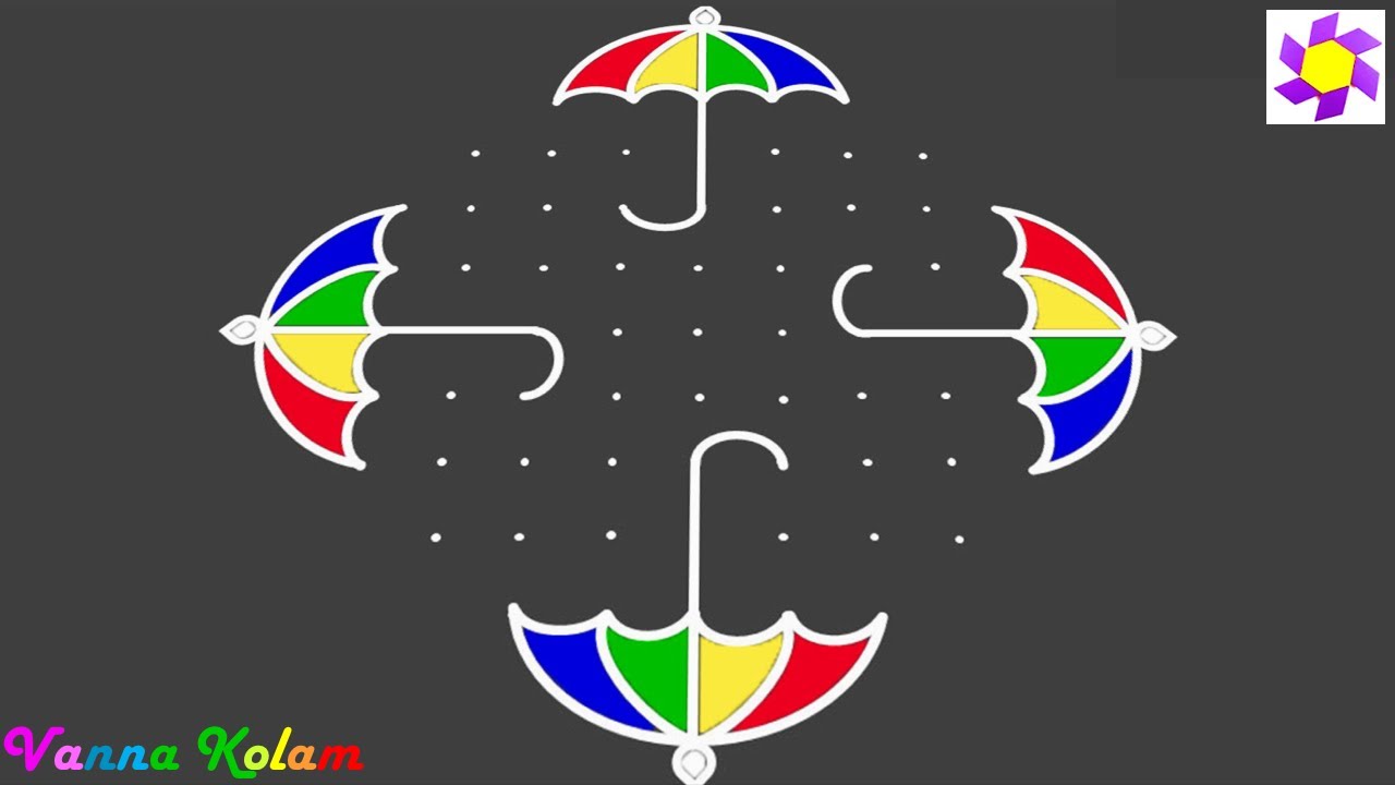 Beautiful Umbrella Rangoli | Kudai Kolam | குடை கோலம் | 11 dots kolam | Pongal Kolam with dots