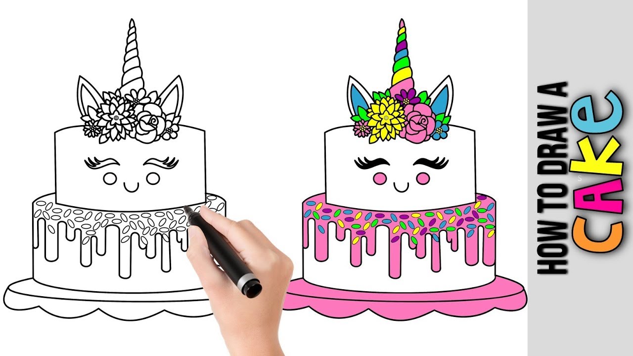 How To Draw A Unicorn Cake ★Cute Easy Drawings Tutorial ...