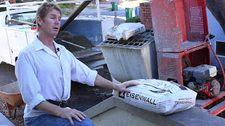 Mixing Eisenwall stucco with applications.