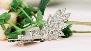 Feather Earring Jackets in 18k White Gold 1.90ctw | Ada Diamonds