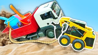 Мультики для малышей - Как вытащить грузовик из ямы? Песочница и машинки для детей