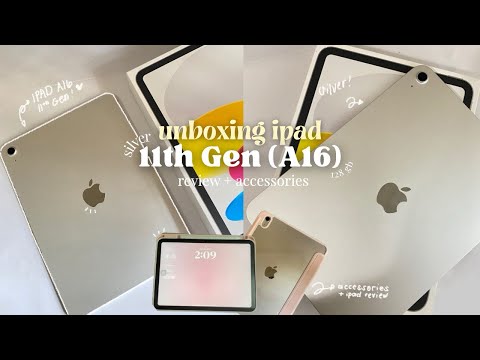 iPad 11th GEN (A16) 11” unboxing 📦| silver, 128gb, goojodoq pen, setup, accessories + ipad review 💌