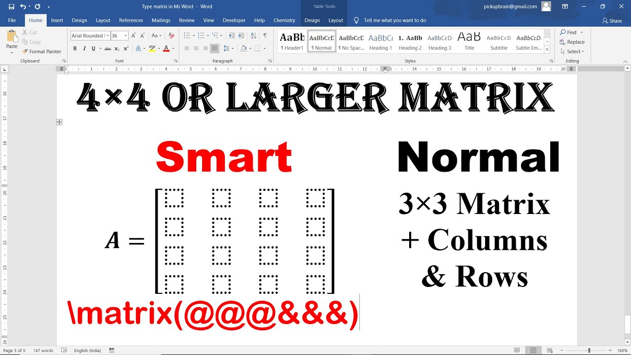 How To Make A 4 By 4 Matrix In Word